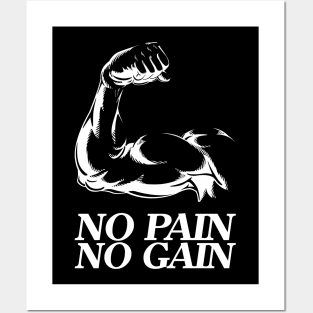 No pain no gain - Crazy gains - Nothing beats the feeling of power that weightlifting, powerlifting and strength training it gives us! A beautiful vintage design representing body positivity! Posters and Art